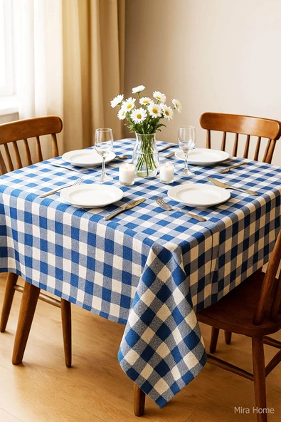 Mira Home Kareli Masa Örtüsü Sofra Bezi 160X160 Cm Happytime - 10