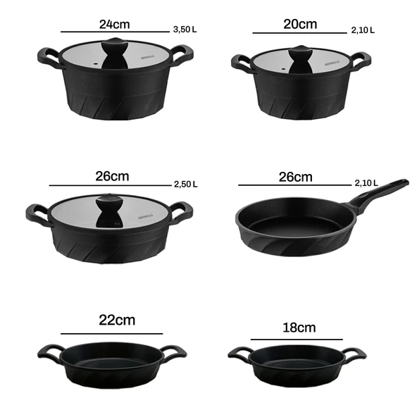 Mihfer 12 Parça Döküm Tencere Sahan Tava Çeyiz Seti - Resim 5