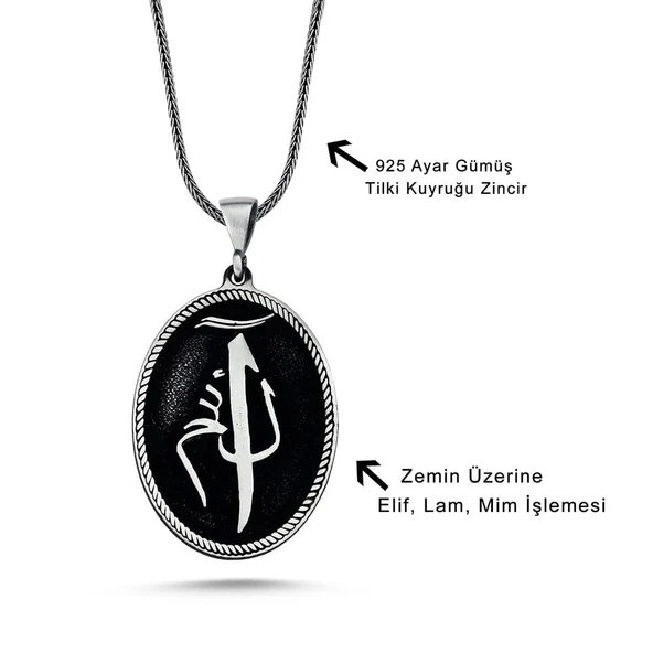 Elif Lam Mim Gümüş Kolye - Resim 2