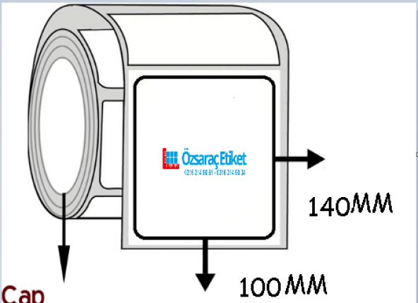 140x100 EKO TERMAL BARKOD ETİKETİ 250 SARIM