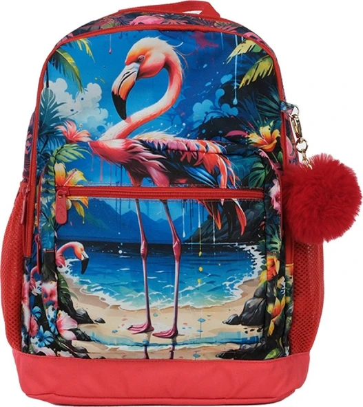 Pippa Kız Çocuk Üç Gözlü Kırmızı İlkokul Üçlü Okul Çanta Seti - Flamingo - PPSET5360 - Resim 2