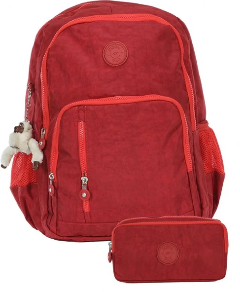 Pippa Krinkıl Kumaş Okul Çantası ve İki Bölmeli Kalemlik  (Kız - Bordo - SETPPCNT8030-07) ürün görseli
