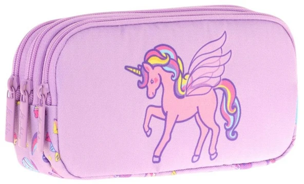 Kaukko Kids Üç Bölmeli Lila, Unicorn, Kız Çocuk Okul Kalemliği - L8221 ürün görseli