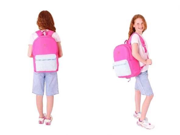 Kaukko Bright Kız Çocuk Taşlı Pembe Okul Çantası ve Çanta Şekilli Kalemlik Seti - Resim 4