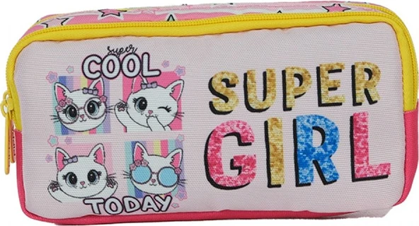 Pippa Kız Çocuk Üç Gözlü Pembe/Sarı İlkokul Üçlü Okul Çanta Seti - Super Girl - PPSET5220 - Resim 4