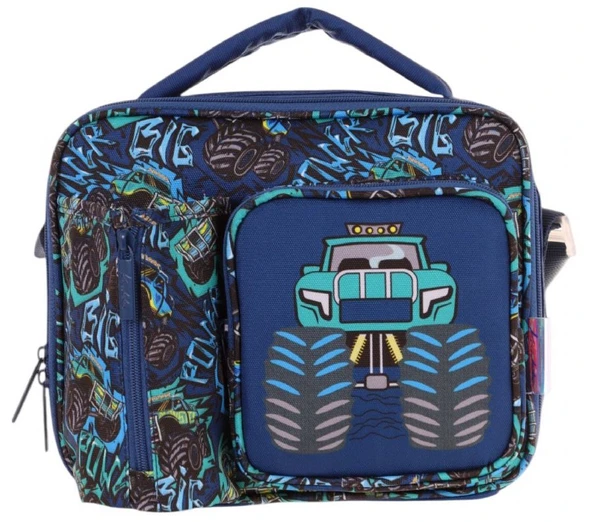 Kaukko Erkek Çocuk, Lacivert Turkuaz, Kamyon Daskılı Isı Yalıtımlı Üç Bölmeli (Matara Cepli) Okul Beslenme Çantası L7261 - 2