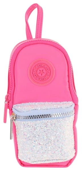 Kaukko Çanta Şekilli Kız Çocuk Üç Bölmeli Kalemlik - Pembe - Taşlı - K2722 - Resim 2
