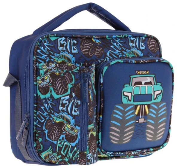 Kaukko Erkek Çocuk, Lacivert Turkuaz, Kamyon Daskılı Isı Yalıtımlı Üç Bölmeli (Matara Cepli) Okul Beslenme Çantası L7261