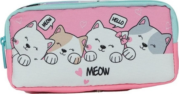 Pippa Kız Çocuk Üç Gözlü Pembe Beyaz İlkokul Üçlü Okul Çanta Seti - Sevimli Kediler - PPSET5200 - Resim 4