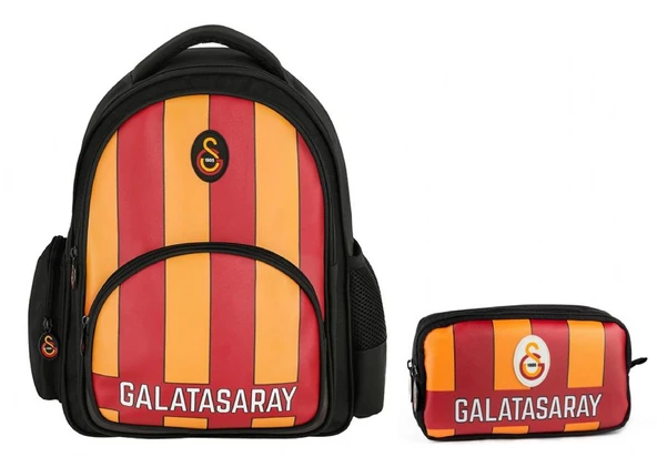Galatasaray Erkek Çocuk Çizgi Baskılı Suni Deri Okul Çantası ve Kalemlik Seti (İkili Set) - SETME25556C ürün görseli