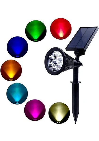 2 Adet 7 Watt Solar Güneş Enerjili Kazıklı Çim Armatür Amber RGB Ct-7310  D19  (2 adet) - 4