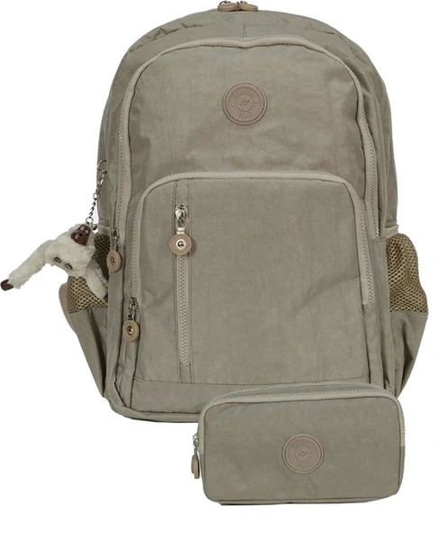 Pippa Krinkıl Kumaş Okul Çantası ve İki Bölmeli Kalemlik  (Kız - Krem - SETPPCNT8030-03) ürün görseli 1