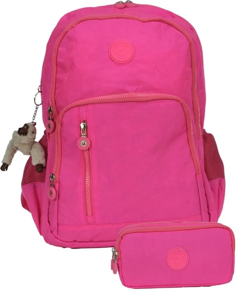 Pippa Krinkıl Kumaş Okul Çantası ve İki Bölmeli Kalemlik  (Kız - Pembe - SETPPCNT8030-06) ürün görseli