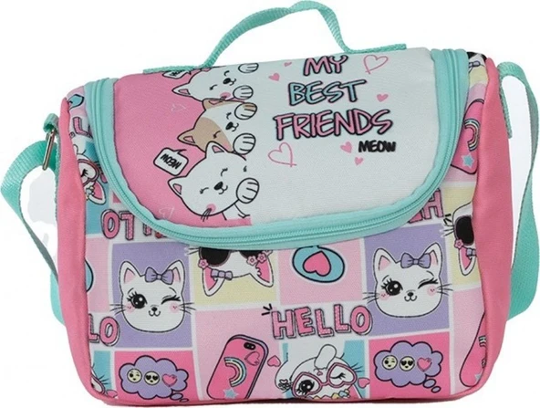 Pippa Kız Çocuk Üç Gözlü Pembe Beyaz İlkokul Üçlü Okul Çanta Seti - Sevimli Kediler - PPSET5200 - Resim 3