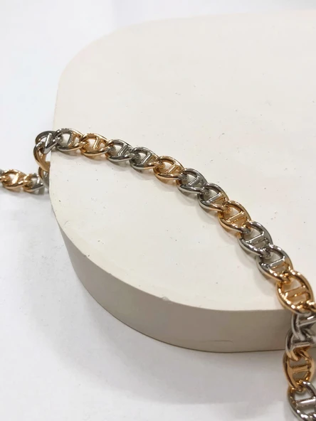 Xuping Çift Renk Hallow Bileklik Kadın VIP Rose Gold Bileklik Paslanmaz Çelik - 2