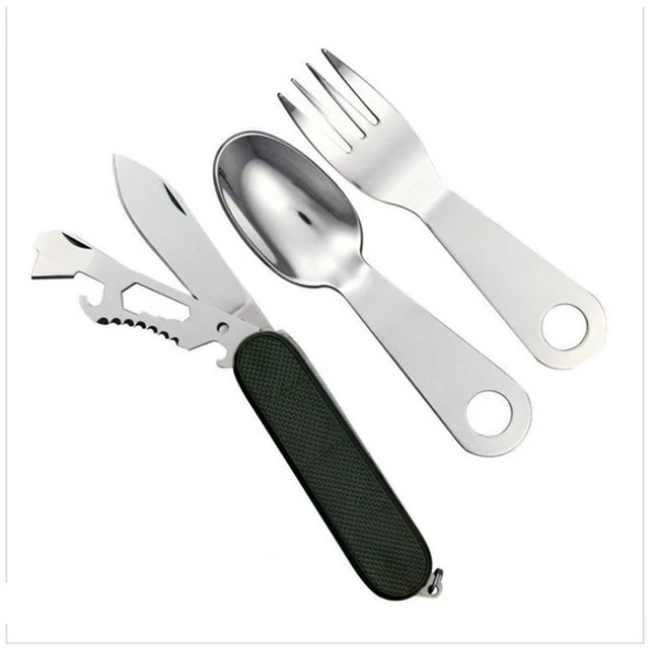 Kamp Çakısı Haki Çatal Kaşık Bıçak Ürün Kodu: SW-399 14 CM ürün görseli