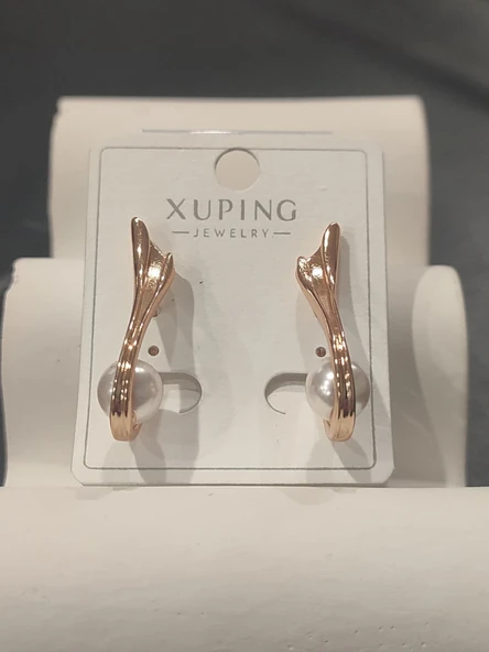 Xuping Rose Gold İnci Detaylı VIP Seri Kadın Çelik Küpe - 2