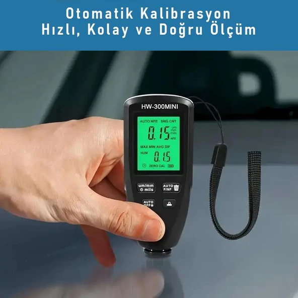 Valkyrie HW-300MINI Dijital Boya Kalınlığı Ölçüm Cihazı 0-2000µm Hassas Ölçer - 7