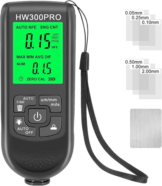 Valkyrie HW-300 Pro Kaplama Kalınlığı Ölçer – 0-2000 µm Ölçüm Aralığı, FE/NFE Algılama, Arka Aydınlatmalı LCD - 5