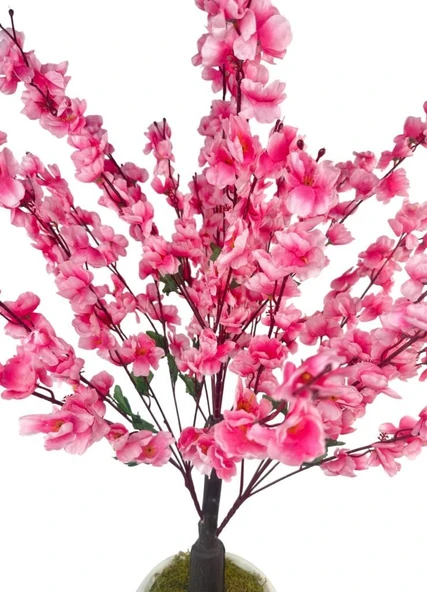 Yapay Ağaç Pembe Bahardalı Ağacı Beyaz Küre Saksıda 100cm Japon Kiraz Çiçeği - Resim 4