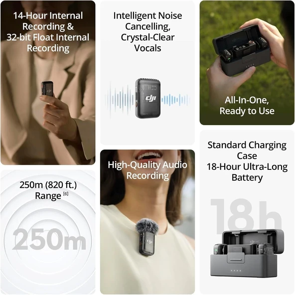 DJI Mic 2 (2 TX + 1 RX) Kablosuz Mikrofon Seti Kiti - 7