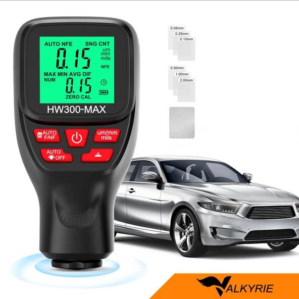 Valkyrie HW300-MAX Dijital Kaplama Kalınlığı Ölçer – 0-2000 µm, FE/NFE Otomatik Algılama, LCD Ekran