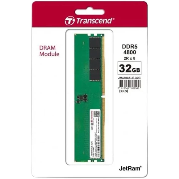 TRANSCEND 32GB DDR5 4800MHZ PC RAM VALUE JM4800ALE-32G - Resim 2