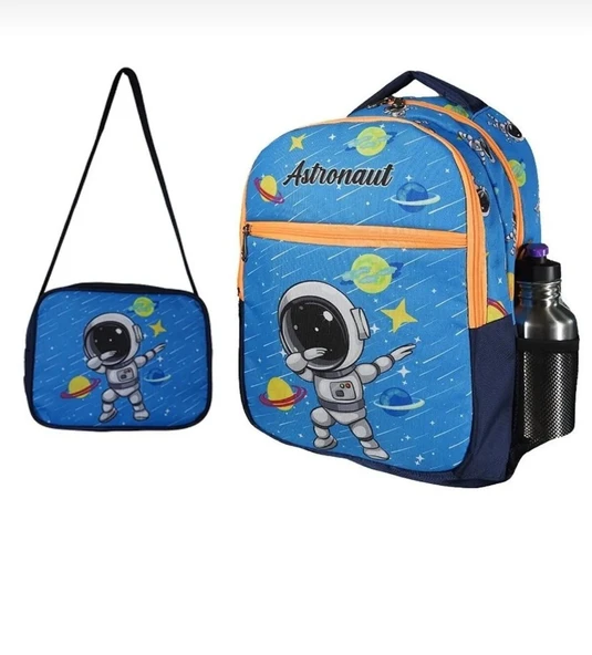 Okul Çantası 2'li Set Astronot Desenli Yüksek Kaliteli Okul Çantası - 1