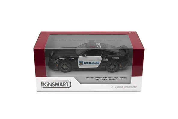 2024 Ford Mustang Dark Horse Police 911 1:38 ölçek - 2