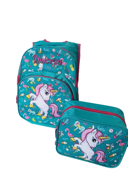 Okul Çantası 2'li Set Unicorn Desenli Yüksek Kaliteli Okul Çantası - 5