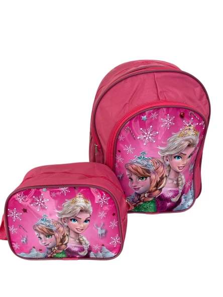 İlk Okul Çantası 2'li Seti Erkek Çocuk Ilkokul Çantası Frozen Elsa Desenli