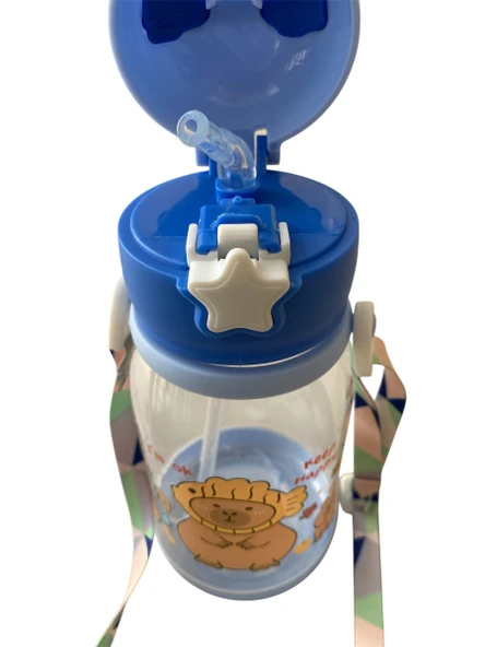 Geyikli Matara Pipetli Suluk Çocuklar İçin Su Matarası BPA İçermez Askılı - 5