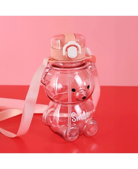 Smile Ayıcık 800ML Su Matarası Su Şişesi Suluk Bpa Içermez Suluk (sticker Hediyeli)