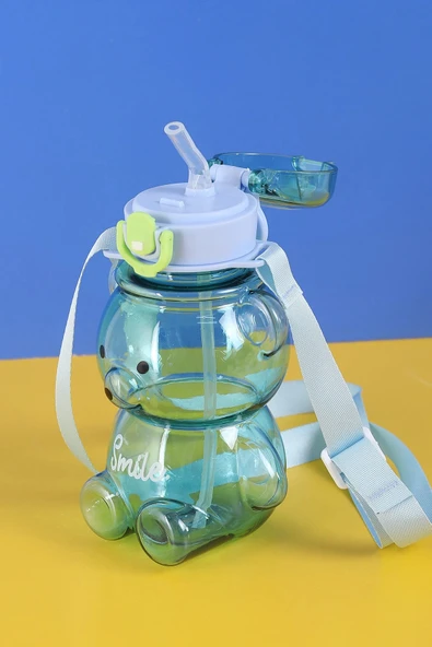 Smile Ayıcık 800ML Su Matarası Su Şişesi Suluk Bpa Içermez Suluk (sticker Hediyeli) - 6