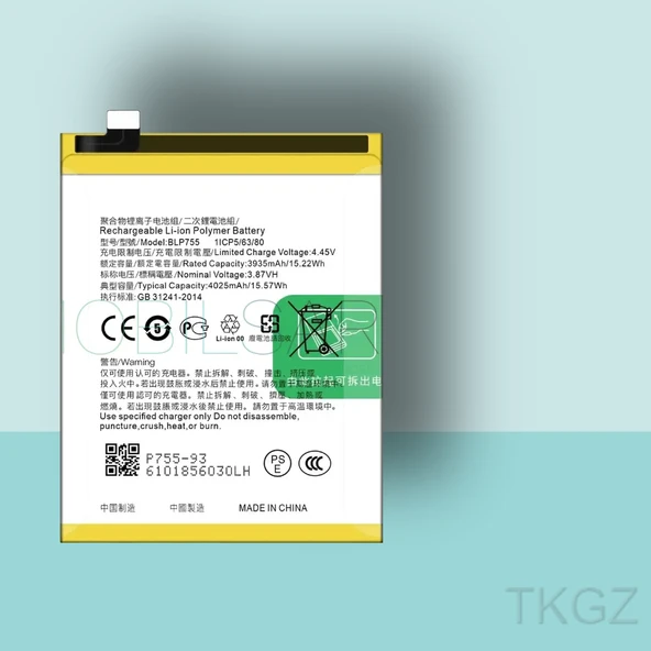 Tkgz - OPPO RENO 3 PRO - BLP-755 - Batarya Pil Orijinal Sıfır ürün görseli 1