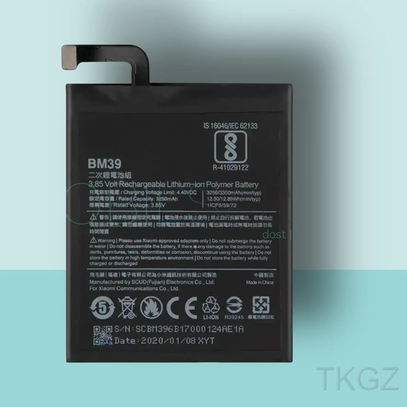 Tkgz - Xiaomi Mİ6 -BM39 - Xatarya Pil Orijinal Sıfır ürün görseli 1