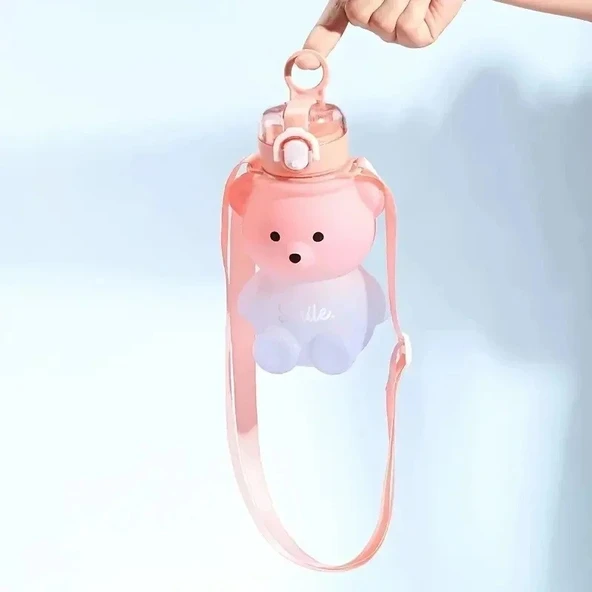 Smile Ayıcık 800ML Su Matarası Su Şişesi Suluk Bpa Içermez Suluk (sticker Hediyeli) - 5