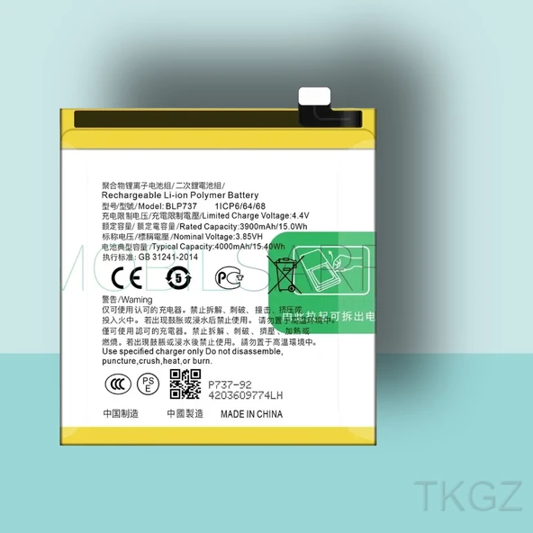 Tkgz - OPPO RENO 2Z - BLP-737 - Batarya Pil Orijinal Sıfır ürün görseli 1