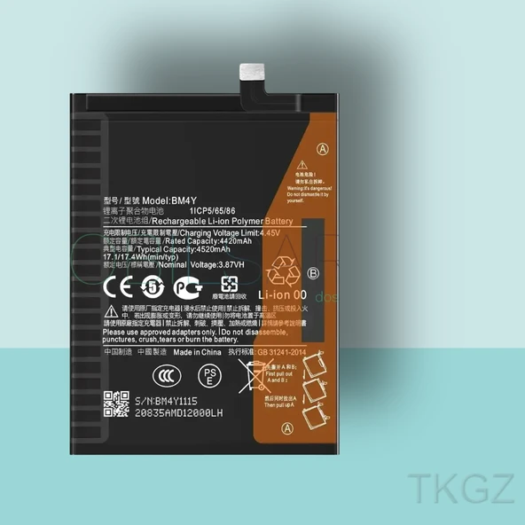 Tkgz - Xiaomi POCO F3 - BM4Y - Batarya Pil Orijinal Sıfır ürün görseli 1
