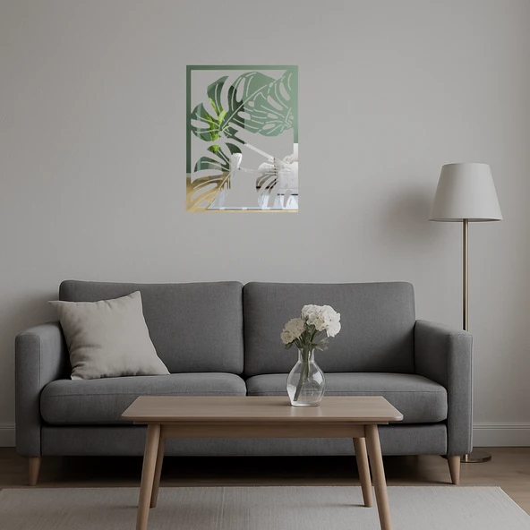 Monstera Bitkisi Desenli İç Mekan Aynalı Tabloi - 5