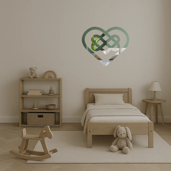 Minimalist Kalp Desenli  Aynalı Tablo - Resim 4