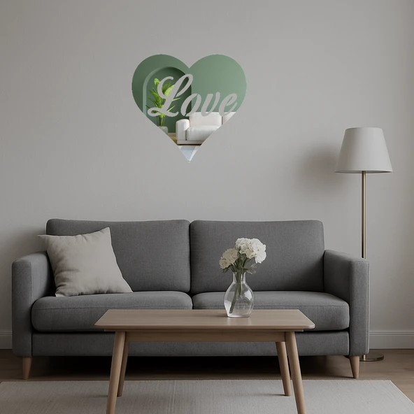 Aşk ve Kalp Desenli  Dekoratif Aynalı Tablo - Resim 2