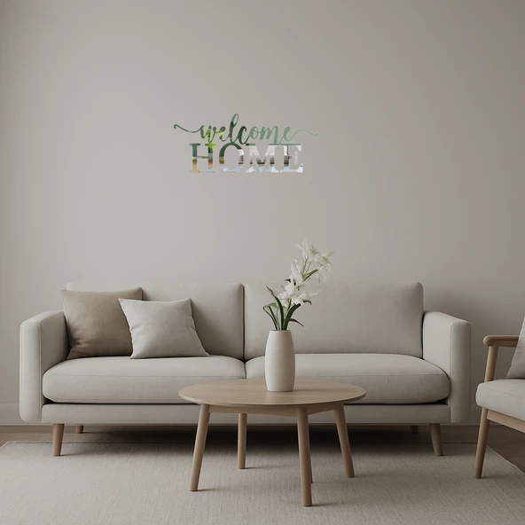 Ev Temalı Karşılama  Dekoratif Aynalı Tablo