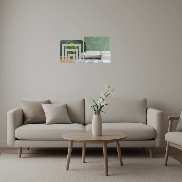 Modern Geometrik Desenli  Dekoratif Aynalı Tablo ürün görseli 1