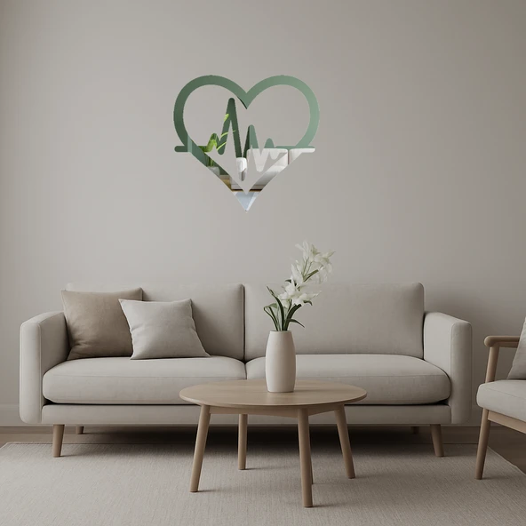 Aşk ve Kalpler Dekoratif Duvar Aynalı Tablosu ürün görseli 1