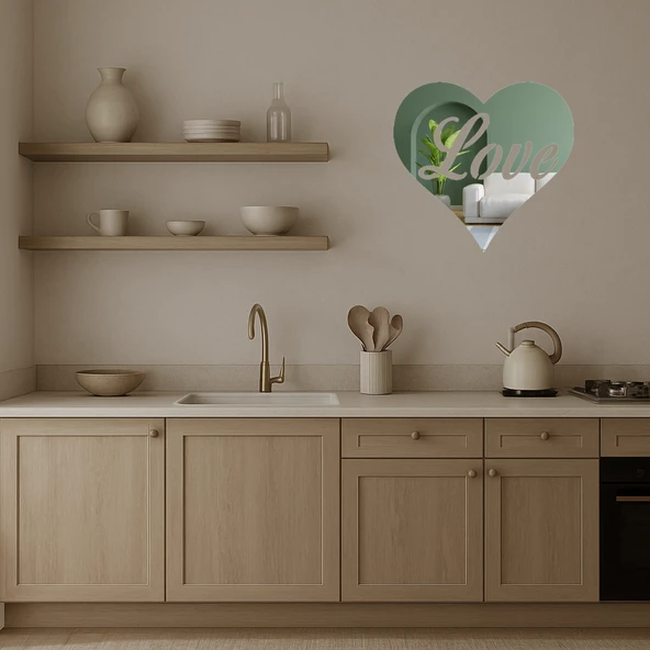 Aşk ve Kalp Desenli  Dekoratif Aynalı Tablo - Resim 4