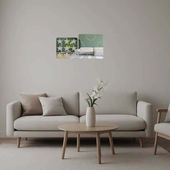 Modern Çizgili  Dekoratif Aynalı Tablo ürün görseli 1