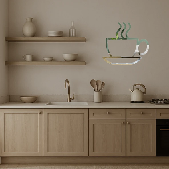 Çay veya Kahve Fincanı  Dekoratif Duvar Aynalı Tablosu - 3