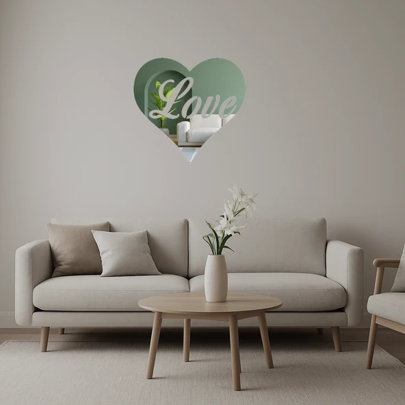 Aşk ve Kalp Desenli  Dekoratif Aynalı Tablo ürün görseli 1