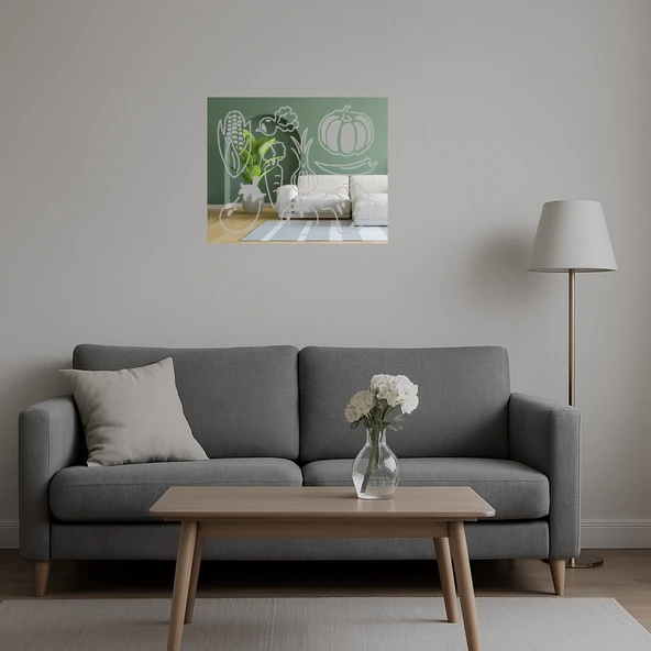 Sebze Koleksiyonu Temalı Dekoratif  Aynalı Tablo - Resim 5